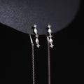 Silver and Gold Tone Diamond Shape Threader Earrings view 6