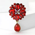 Crystal Flower Cluster Brooch With Teardrop in Eight Colors view 2