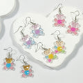 Transparent Beaded Teddy Bear Drop Earrings in Five Color Options view 1