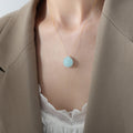Gold Chain Faceted Teardrop Stone Pendant Necklace Three Colors view 4
