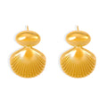 Seashell Drop Stud Earrings Gold And Steel Polished Metal view 5
