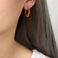 Gold Polished Thick U-Shape Chunky Hoop Earrings Pair view 6