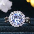 Silver Tone Oversized Round Halo Ring With Split Band view 3