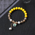 Beaded Stretch Bracelets Flower Pearl Charm Six Colors view 9
