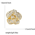 Crystal Rose Flower Brooch In Gold And Silver Tone view 4