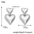 Double Heart Drop Earrings in Four Metal Tone Combinations view 6