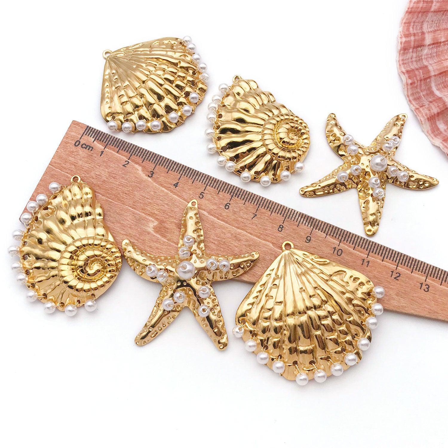 Acrylic Conch Starfish Ocean Charm Pendants for DIY Jewelry Accessories