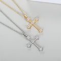 Clear Stone Cross Pendant Necklace In Gold And Silver Tones view 2