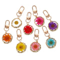 Pressed Daisy Resin Keychains Gold Lobster Clasp 8 Colors view 5