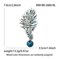 Silver Rhinestone Feather Brooch Crystal Drop Two Colors view 4