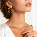 Triple Layer C Hoop Earrings Smooth And Twisted Bars view 3