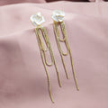 White Rose Gold Multichain Extra Long Stud Earrings view 6