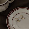 Gold Tone Small Round Ball Charm Huggie Hoop Earrings view 4
