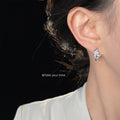 Silver Tone Marquise Crystal Starburst Stud Earrings view 2