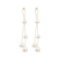 White and Red Pearl Look Wire Cascade Long Earrings view 5