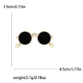 Round Sunglasses Brooch Black Lenses Gold Silver Crystal Pin view 5