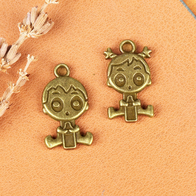 23x13mm Cartoon Couple Alloy Charm Pendant