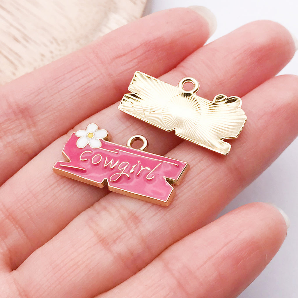 Zinc Alloy Enamel Cowboy Hat Boot Bull Head Charm Pendant for Necklace Bracelet Keychain Making