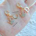 Gold-Tone Rhinestone Crown Initial Charm With Lobster Clasp view 2