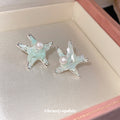 Mint Starfish Pearl Stud Earrings Pair Fashion Jewelry view 4