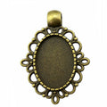 Floral Loop Oval Cabochon Pendant Trays in Two Finishes view 1