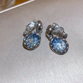 Oval Crystal Clip Earrings in Polished Statement Design view 6