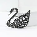 Crystal Swan Brooch Pin in Blue or Black Decorative Jewelry view 4