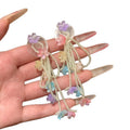 Pastel Flower and Bead Cluster Statement Drop Earrings view 5