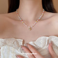 White Bead Multicolor Mushroom Charm Necklace Color Accents view 1