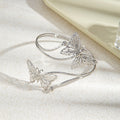 Gold and Silver Double Butterfly Open Upper Arm Cuffs view 7