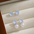 Blue Star Pearl Look Mix and Match Small Stud Earrings view 1