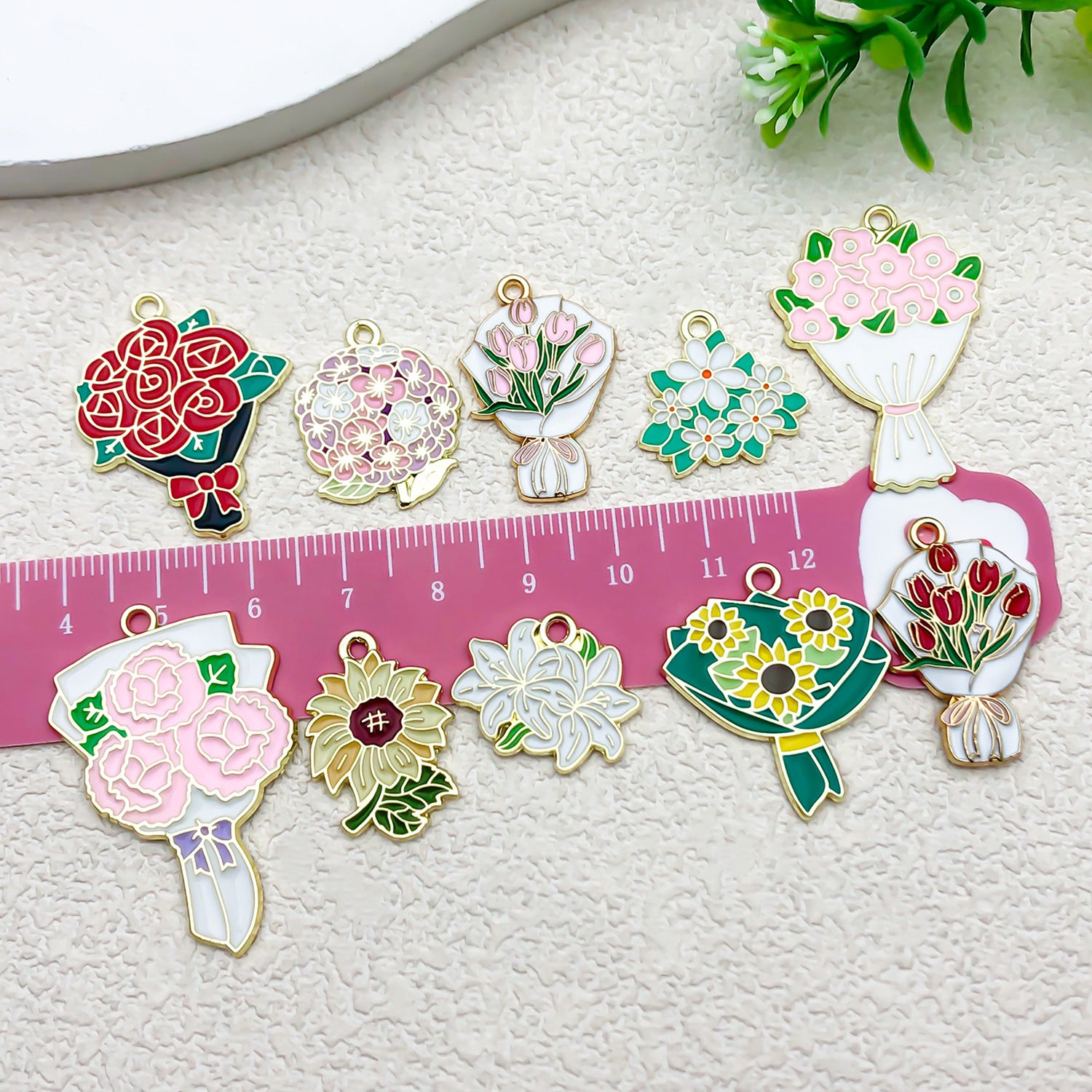 Zinc Alloy Carnation Sunflower Lily Flower Charm Pendants for DIY Necklace Keychain Jewelry