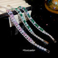 Silver Open Bracelet Green Rhombus Emerald Crystals view 4