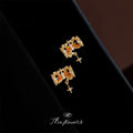 Gold Hourglass Amber Clear CZ Star Charm Stud Earrings view 4