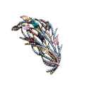Blue Silver Tone Feather Openwork Crystal Metal Brooch Pin view 5