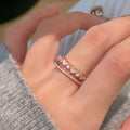 Rose Gold Mother of Pearl Heart Double Layer Open Zircon Ring view 4