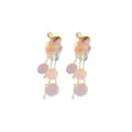 Long Iridescent Sequin Drop Earrings with Pearl Beads and Chains view 5