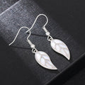 Silver Opal Glitter Leaf Drop Hook Earrings Pair Metal view 3