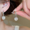Silver Open Cross Band Ring Pearl Cross Hoop Earrings view 3