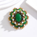 Flower Pearl Look Metal Brooch Pin 6.7 x 6.6 cm for Jackets and Lapels view 4