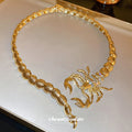 Gold Scorpion Open Choker Rhinestone Body Textured Collar view 2