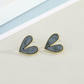 Gold Tone Open Heart Acrylic Stud Earrings in Five Colors view 9