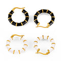 Bamboo Segment Enamel Hoop Earrings White Or Black Gold view 5