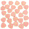 Pink Alphabet Heart Enamel Charms in Gold Tone, 26 Letters and Set view 5