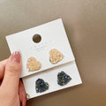 Blue Crystal Cluster Heart Stud Earrings Gold Frame view 2