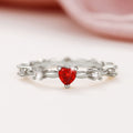 Red Heart And Clear Stone Vine Ring In Gold And Silver Tones view 3