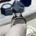 Silver Tone Wide Band Round Clear Stone Mens Ring Statement Jewelry view 2
