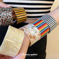 Acrylic Open Wide Cuff Bracelets Stripe Leopard Marble view 1