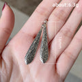 Antique Silver Tone Embossed Teardrop Dangle Earrings view 5