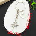 Three-Style Antique Silver Moon Star and Cross Charm Keychain Collection view 7
